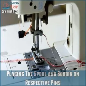 Placing The Spool and Bobbin on Respective Pins