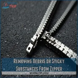 Removing Debris or Sticky Substances From Zipper