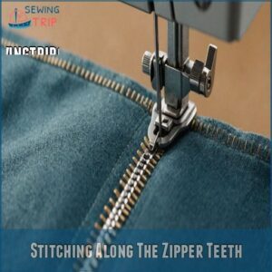 Stitching Along The Zipper Teeth