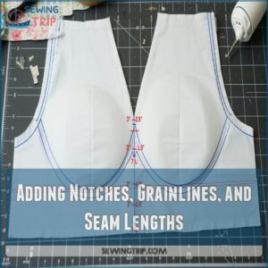 Adding Notches, Grainlines, and Seam Lengths