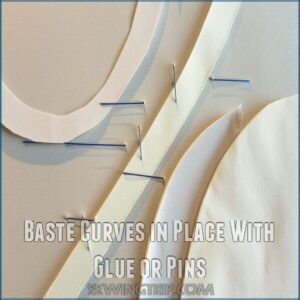 Baste Curves in Place With Glue or Pins