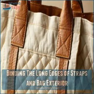 Binding The Long Edges of Straps and Bag Exterior