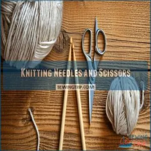 Knitting Needles and Scissors