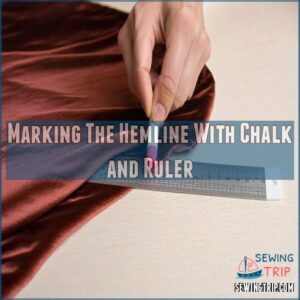 Marking The Hemline With Chalk and Ruler