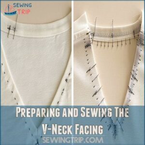 Preparing and Sewing The V-Neck Facing