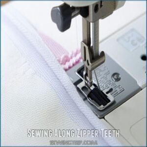 Sewing Along Zipper Teeth