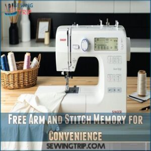 Free Arm and Stitch Memory for Convenience