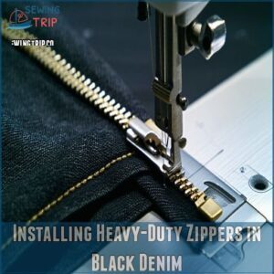 Installing Heavy-Duty Zippers in Black Denim