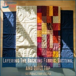 Layering The Backing Fabric, Batting, and Quilt Top