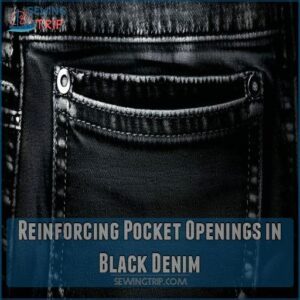 Reinforcing Pocket Openings in Black Denim