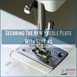 Securing The New Needle Plate With Screws