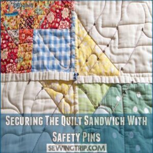 Securing The Quilt Sandwich With Safety Pins