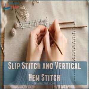 Slip Stitch and Vertical Hem Stitch