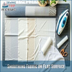 Smoothing Fabric on Flat Surface