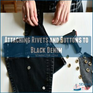 Attaching Rivets and Buttons to Black Denim