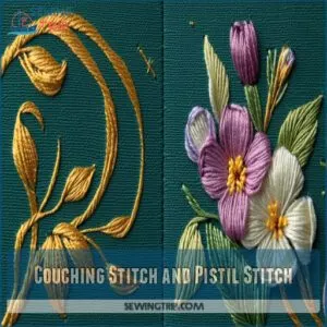 Couching Stitch and Pistil Stitch