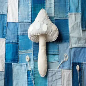 DIY Fabric Mushrooms and Denim Patchwork