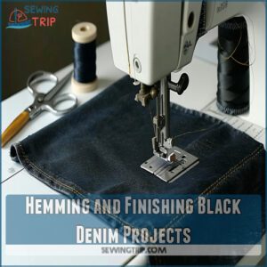 Hemming and Finishing Black Denim Projects