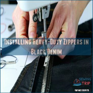 Installing Heavy-Duty Zippers in Black Denim