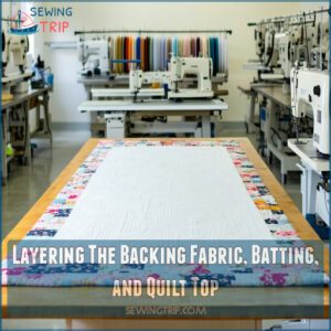 Layering The Backing Fabric, Batting, and Quilt Top