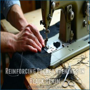 Reinforcing Pocket Openings in Black Denim