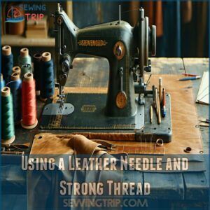 Using a Leather Needle and Strong Thread