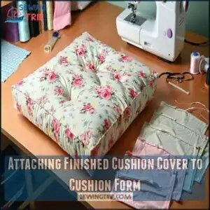 Attaching Finished Cushion Cover to Cushion Form