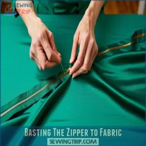 Basting The Zipper to Fabric