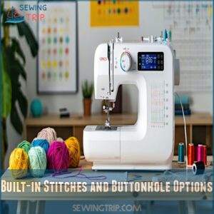 Built-in Stitches and Buttonhole Options