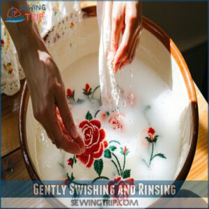 Gently Swishing and Rinsing