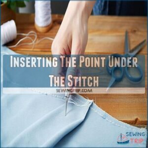 Inserting The Point Under The Stitch