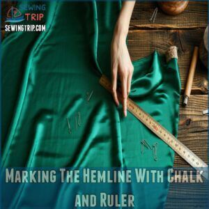 Marking The Hemline With Chalk and Ruler