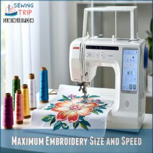 Maximum Embroidery Size and Speed