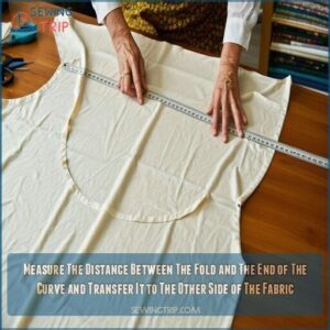 Measure The Distance Between The Fold and The End of The Curve and Transfer It to The Other Side of The Fabric