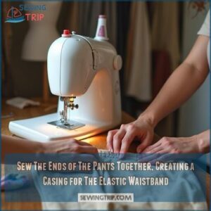 Sew The Ends of The Pants Together, Creating a Casing for The Elastic Waistband