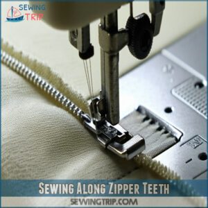 Sewing Along Zipper Teeth