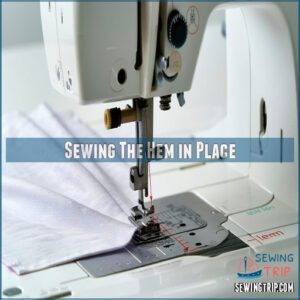 Sewing The Hem in Place