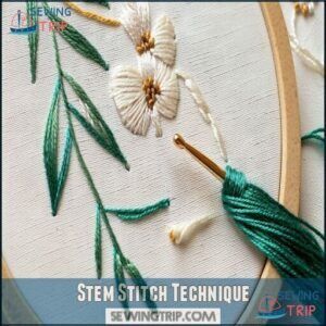 Stem Stitch Technique Stem Stitch Technique