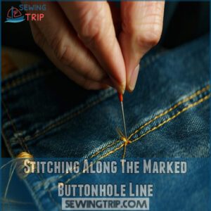 Stitching Along The Marked Buttonhole Line