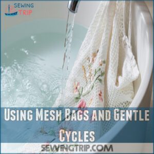 Using Mesh Bags and Gentle Cycles