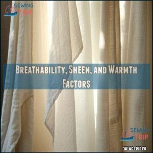 Breathability, Sheen, and Warmth Factors Breathability, Sheen, and Warmth Factors