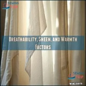 Breathability, Sheen, and Warmth Factors