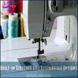 Built-in Stitches and Buttonhole Options