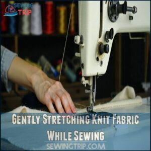 Gently Stretching Knit Fabric While Sewing