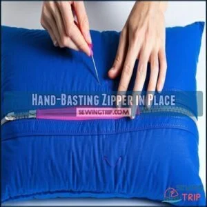 Hand-Basting Zipper in Place Hand-Basting Zipper in Place