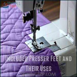 Included Presser Feet and Their Uses Included Presser Feet and Their Uses