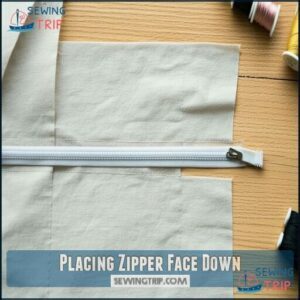 Placing Zipper Face Down