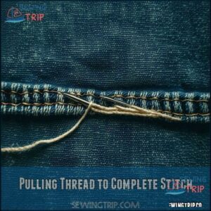 Pulling Thread to Complete Stitch