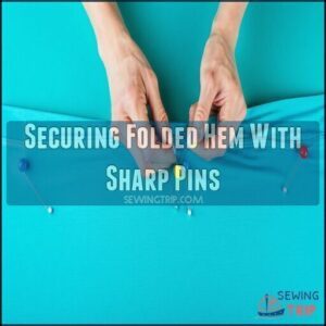 Securing Folded Hem With Sharp Pins