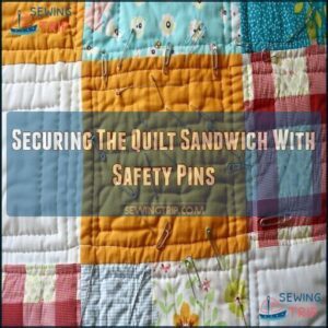 Securing The Quilt Sandwich With Safety Pins
